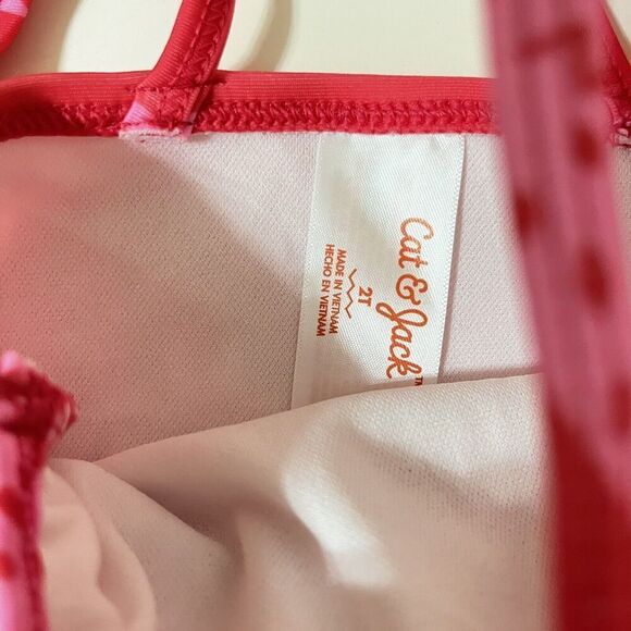 Cat & Jack Pink Strawberry Tankini Bikini 2 Piece Swimsuit Girls Size 2T NWT - Picture 5 of 9